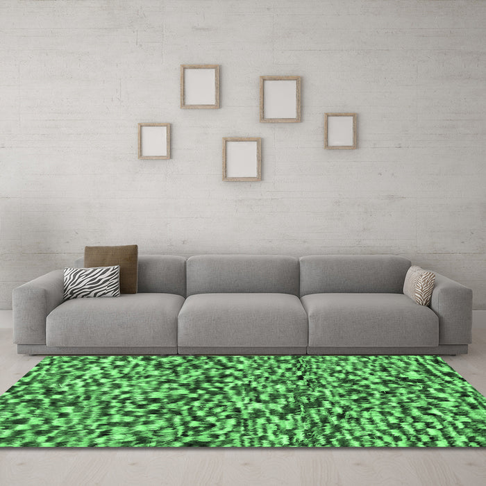 Machine Washable Abstract Emerald Green Modern Area Rugs in a Living Room,, wshabs2560emgrn