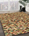 Machine Washable Abstract Saddle Brown Rug in a Family Room, wshabs2560