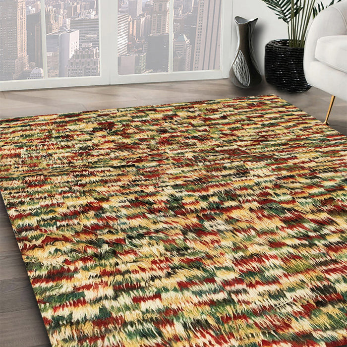 Abstract Saddle Brown Modern Rug in Family Room, abs2560