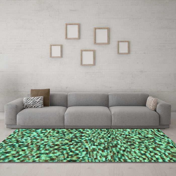 Machine Washable Abstract Turquoise Modern Area Rugs in a Living Room,, wshabs2560turq