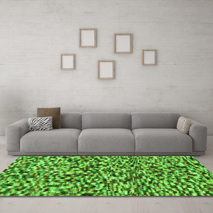 Machine Washable Abstract Green Modern Area Rugs in a Living Room,, wshabs2560grn