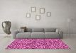 Machine Washable Abstract Pink Modern Rug in a Living Room, wshabs2560pnk