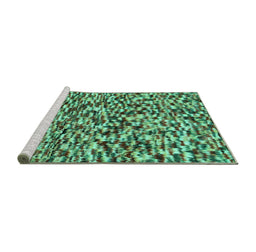 Sideview of Machine Washable Abstract Turquoise Modern Area Rugs, wshabs2560turq