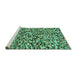 Sideview of Machine Washable Abstract Turquoise Modern Area Rugs, wshabs2560turq