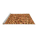 Sideview of Machine Washable Abstract Orange Modern Area Rugs, wshabs2560org