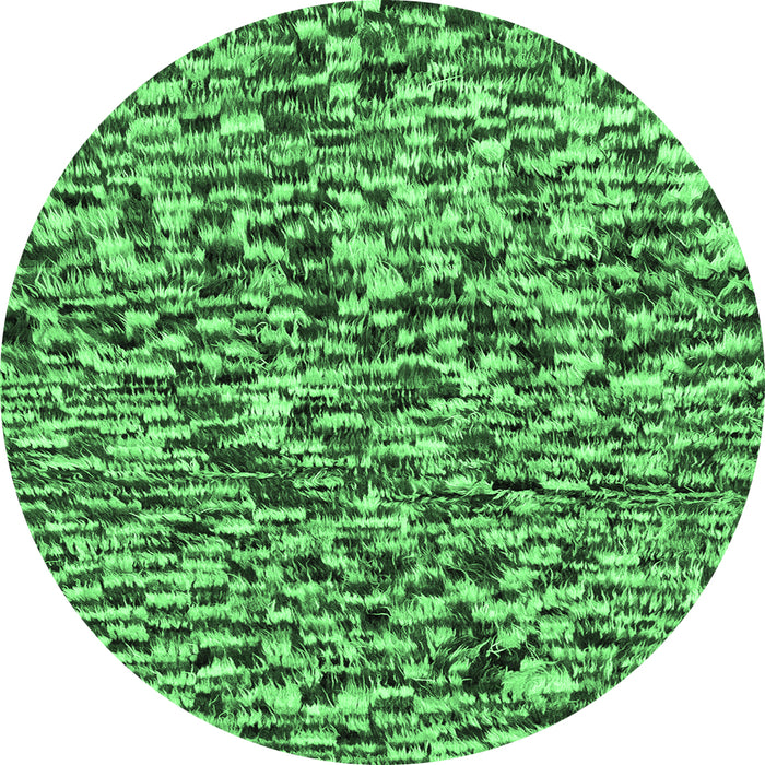 Round Machine Washable Abstract Emerald Green Modern Area Rugs, wshabs2560emgrn