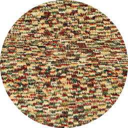 Round Machine Washable Abstract Saddle Brown Rug, wshabs2560