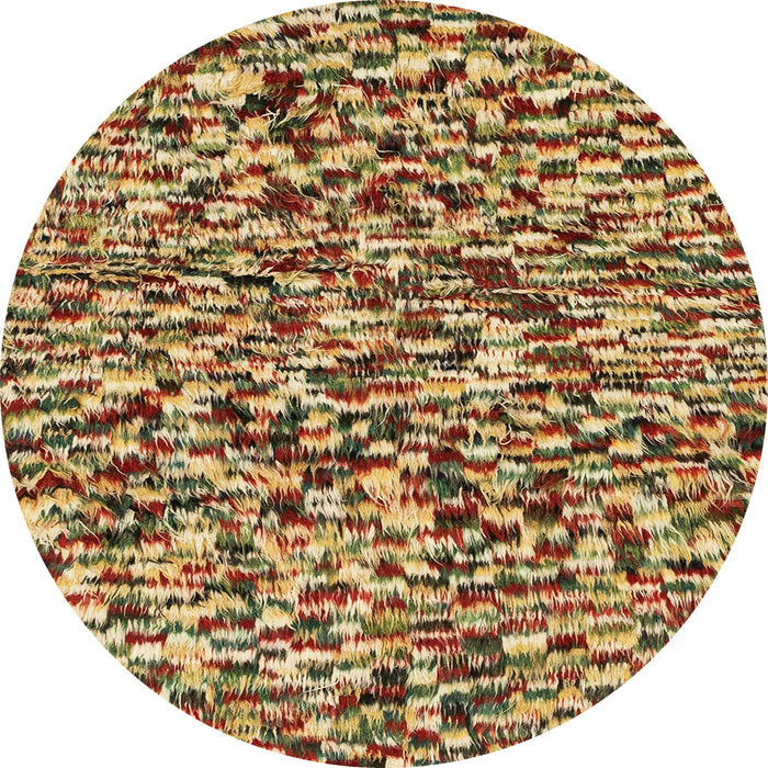 Round Machine Washable Abstract Saddle Brown Rug, wshabs2560