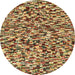 Round Machine Washable Abstract Saddle Brown Rug, wshabs2560