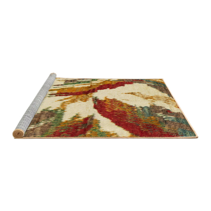 Sideview of Machine Washable Abstract Yellow Rug, wshabs2561