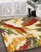 Machine Washable Abstract Yellow Rug in a Family Room, wshabs2561