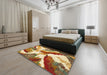 Abstract Yellow Modern Rug in a Bedroom, abs2561