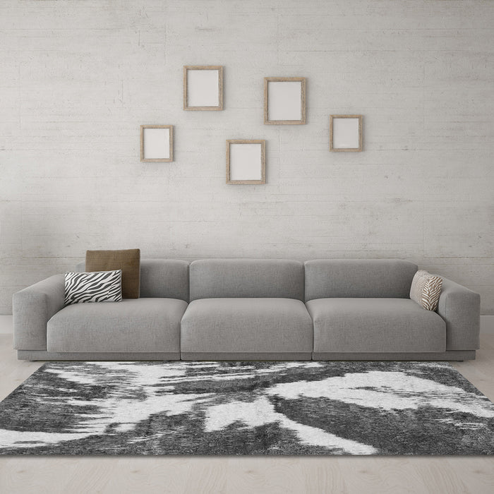 Machine Washable Abstract Gray Modern Rug in a Living Room,, wshabs2561gry