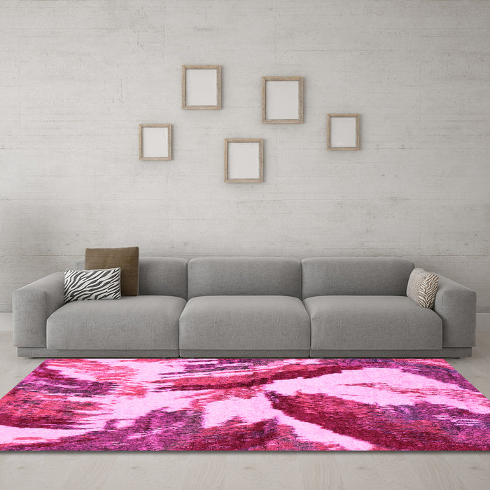 Machine Washable Abstract Pink Modern Rug in a Living Room, wshabs2561pnk