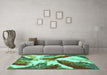 Machine Washable Abstract Turquoise Modern Area Rugs in a Living Room,, wshabs2561turq