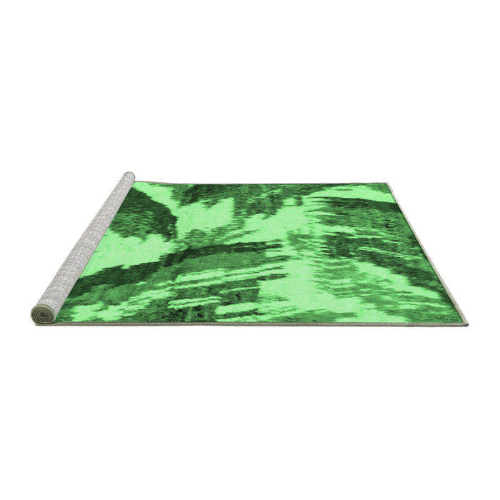 Sideview of Machine Washable Abstract Emerald Green Modern Area Rugs, wshabs2561emgrn