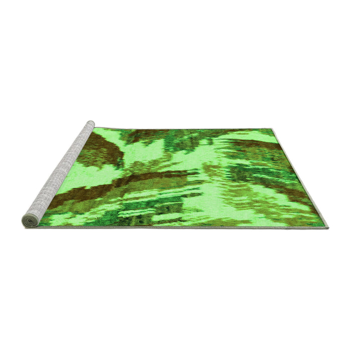Sideview of Machine Washable Abstract Green Modern Area Rugs, wshabs2561grn