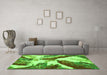 Machine Washable Abstract Green Modern Area Rugs in a Living Room,, wshabs2561grn