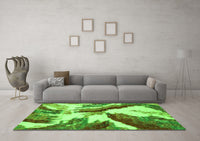 Machine Washable Abstract Green Modern Rug, wshabs2561grn