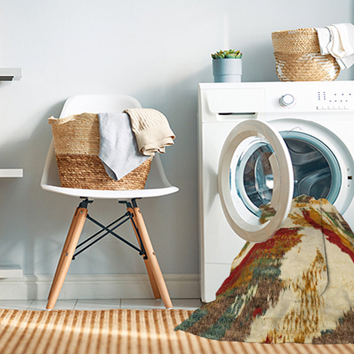 Machine Washable Abstract Yellow Rug in a Washing Machine, wshabs2561