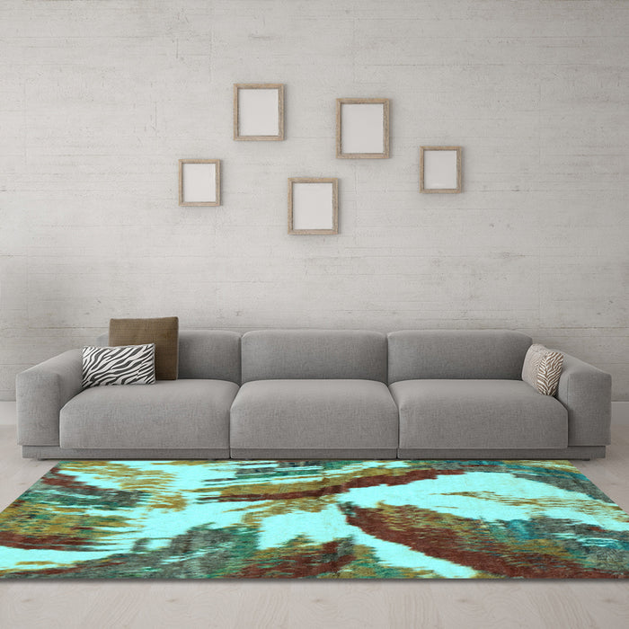 Machine Washable Abstract Light Blue Modern Rug in a Living Room, wshabs2561lblu