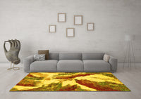 Machine Washable Abstract Yellow Modern Rug, wshabs2561yw