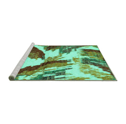 Sideview of Machine Washable Abstract Turquoise Modern Area Rugs, wshabs2561turq