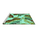 Sideview of Machine Washable Abstract Turquoise Modern Area Rugs, wshabs2561turq