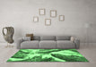 Machine Washable Abstract Emerald Green Modern Area Rugs in a Living Room,, wshabs2561emgrn