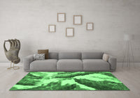 Machine Washable Abstract Emerald Green Modern Rug, wshabs2561emgrn