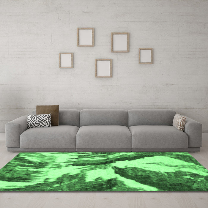 Machine Washable Abstract Emerald Green Modern Area Rugs in a Living Room,, wshabs2561emgrn