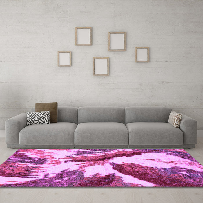 Machine Washable Abstract Purple Modern Area Rugs in a Living Room, wshabs2561pur