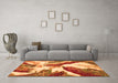 Machine Washable Abstract Orange Modern Area Rugs in a Living Room, wshabs2561org