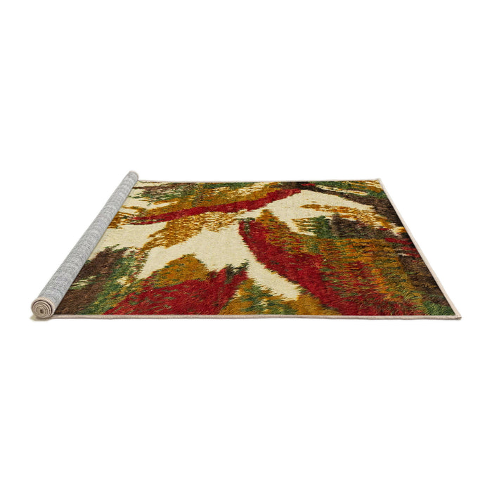 Sideview of Machine Washable Abstract Tomato Red Rug, wshabs2562