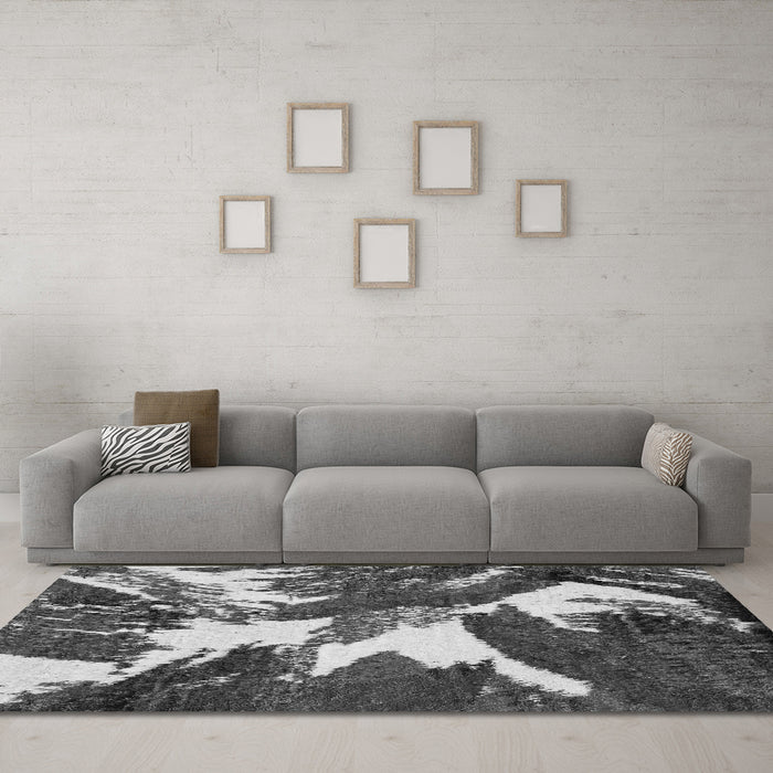 Machine Washable Abstract Gray Modern Rug in a Living Room,, wshabs2562gry