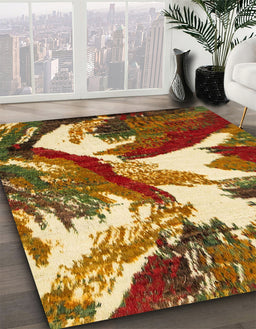 Abstract Red Modern Rug in Family Room, abs2562