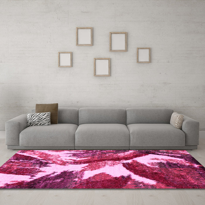 Machine Washable Abstract Pink Modern Rug in a Living Room, wshabs2562pnk