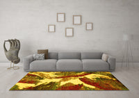 Machine Washable Abstract Yellow Modern Rug, wshabs2562yw