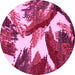 Round Abstract Pink Modern Rug, abs2562pnk