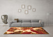 Machine Washable Abstract Orange Modern Area Rugs in a Living Room, wshabs2562org