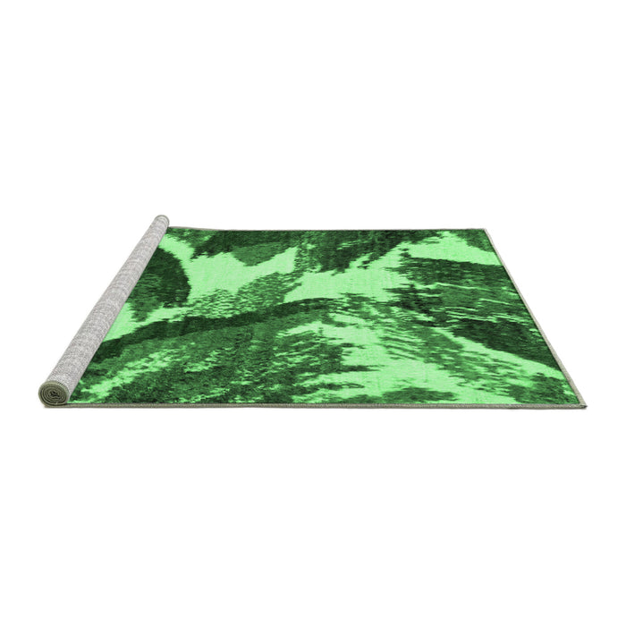 Sideview of Machine Washable Abstract Emerald Green Modern Area Rugs, wshabs2562emgrn