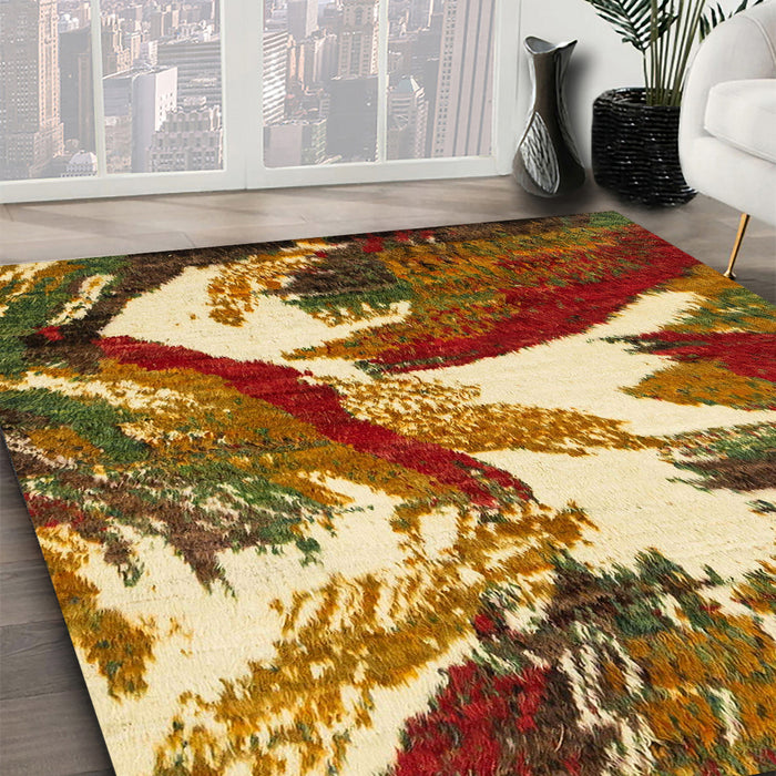 Abstract Red Modern Rug in Family Room, abs2562