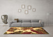 Machine Washable Abstract Brown Modern Rug in a Living Room,, wshabs2562brn