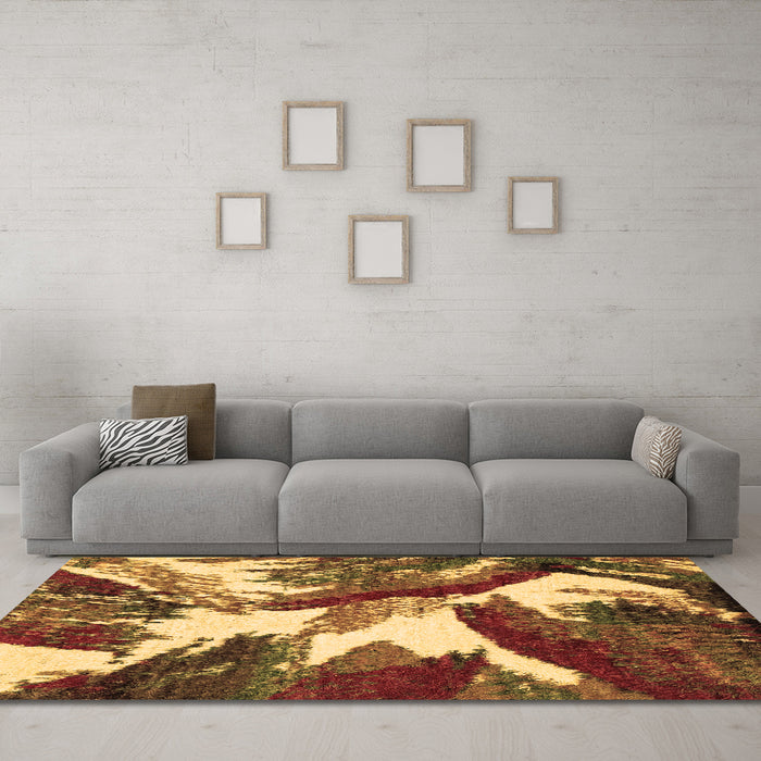 Machine Washable Abstract Brown Modern Rug in a Living Room,, wshabs2562brn