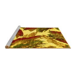 Sideview of Machine Washable Abstract Yellow Modern Rug, wshabs2562yw