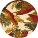 Round Abstract Red Modern Rug, abs2562