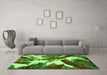 Machine Washable Abstract Green Modern Area Rugs in a Living Room,, wshabs2562grn