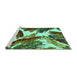 Sideview of Machine Washable Abstract Turquoise Modern Area Rugs, wshabs2562turq