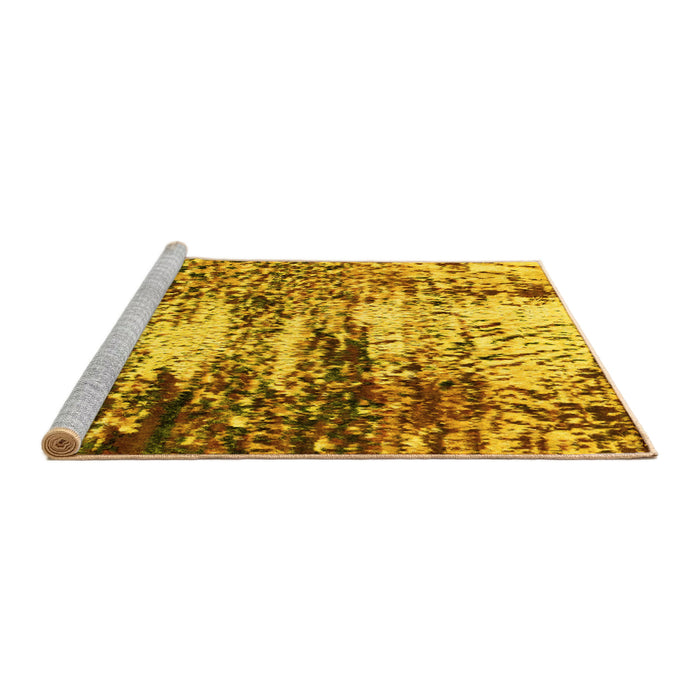 Sideview of Machine Washable Abstract Yellow Modern Rug, wshabs2563yw