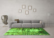 Machine Washable Abstract Green Modern Area Rugs in a Living Room,, wshabs2563grn